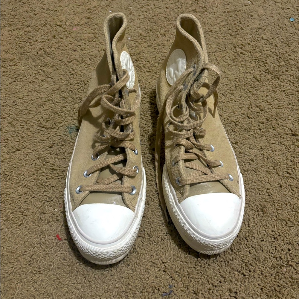 🧸Chuck Taylor All Star Suede Platform Shoes in Tan/brown - Picture 3 of 7